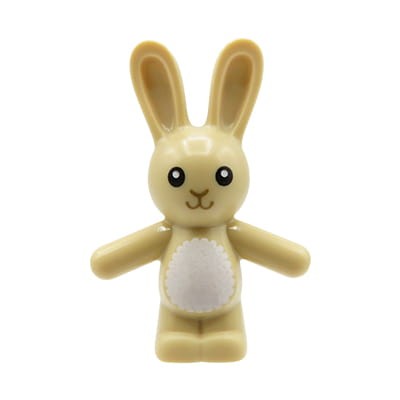 Lego Bunny Rabbit Animal Minifigure Part White Red Eyes Nose Flower Pattern X 2 main image 1
