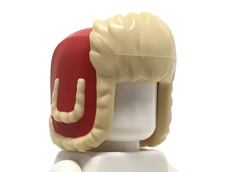 LEGO winter trapper / ear flaps hat - red with beige fur
