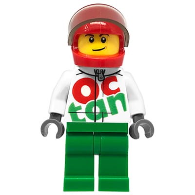 LEGO City Minifigure - Race Car Driver in red helmet and race suit