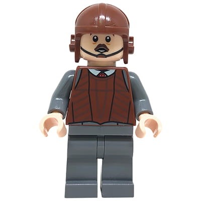 LEGO Harry Potter Minifigure - no-maj / muggle Jacob Kowalski - reddish brown vest protective and aviator cap