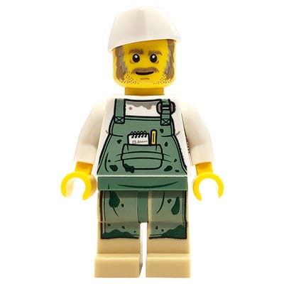 LEGO Hidden Side Minifigure - cook / chef Enzo - sand green apron, white cap