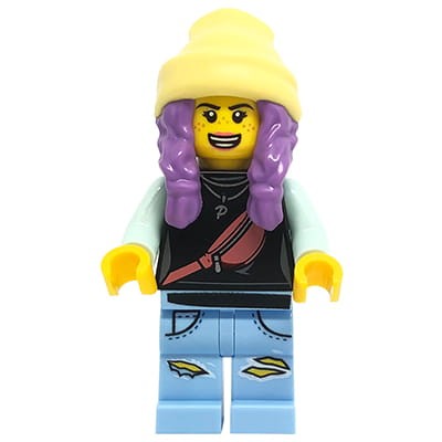 Mini figurka LEGO Hidden Side dziewczyna / nastolatka / łowczyni duchów  Parker L. Jackson w czapce