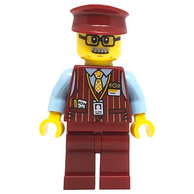 LEGO Hidden Side mini figure - train conductor Chuck - vest