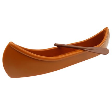 LEGO dark orange boat / canoe with reddish brown paddle.