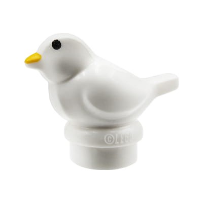 LEGO small bird - white with black eyes and yellow beak