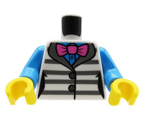 Accéder au produit Torse de figurine LEGO - gilet rayé, chemise et nœud papillon