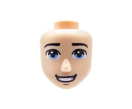 LEGO Friends minifig head - male, light nougat, blue eyes, smile.