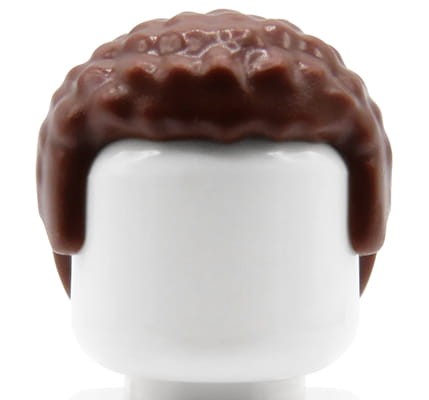 LEGO minifig hair - man, reddish brown, short, curly