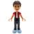 LEGO Friends Mini doll - Jackson / Man / Boy - dark skin tone, brown curly hair, brown eyes, red shirt with short sleeves, black pants.