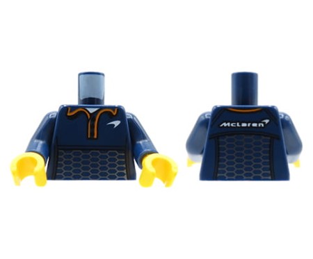 LEGO minifig torso - dark blue sport sweatshirt with collar, logo on breast and back