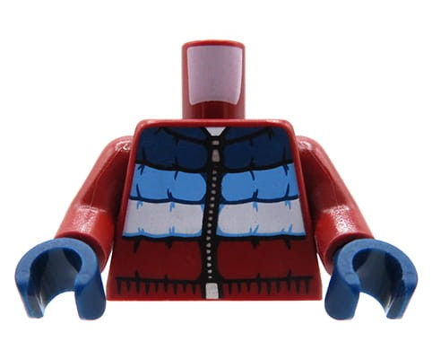Go to product LEGO minifigure torso - dark red quilted jacket, gloves