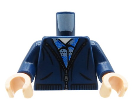 LEGO minifig torso -dark blue hoodie with zipper, shirt