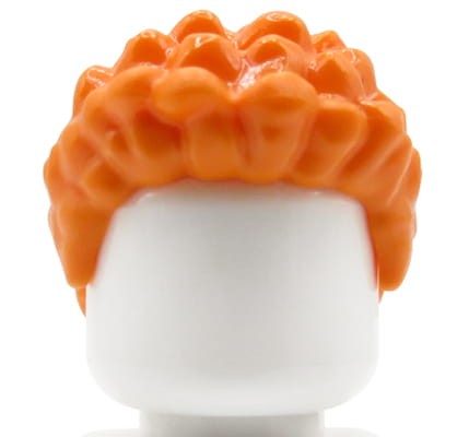 LEGO minifig hair - man, orange / ginger, short and curly