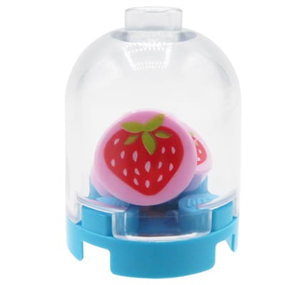 Pojemnik z truskawkowymi ciastkami - z części LEGO, przezroczysty