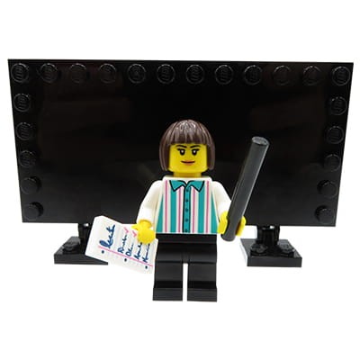 Custom Minifigure - Female Teacher + school blackboard - made of LEGO parts