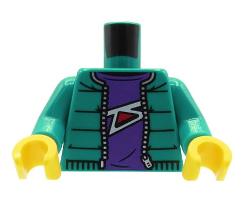 Go to product LEGO minifigure torso - turquoise quilted jacket