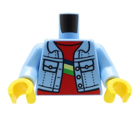 Go to product LEGO minifigure torso - denim jacket, red shirt