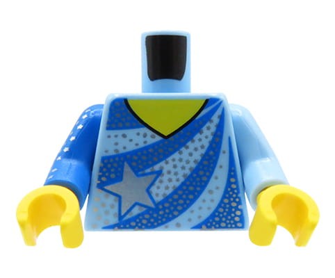 Accéder au produit Torse de figurine LEGO - femme, chemisier bleu à paillettes