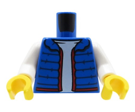 LEGO minifigure torso - blue quilted vest, white shirt