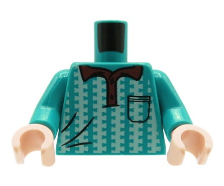 LEGO minifigure torso - turquoise polo with collar and pocket