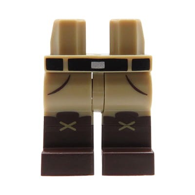 Go to product LEGO minifigure legs - beige pants, brown boots, belt