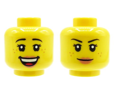 Accéder au produit Tête de figurine LEGO - femme, sourire, taches de rousseur