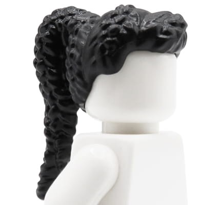 LEGO minifigure hair - female, black, coiled with ponytail