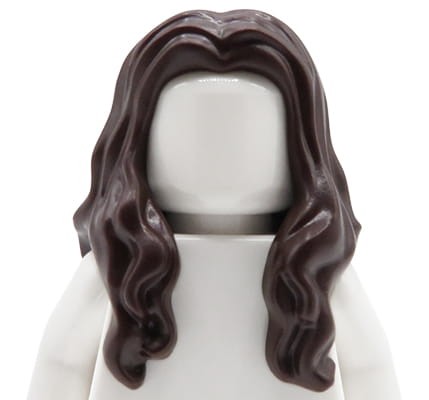 Go to product LEGO minifigure hair - female, dark brown, long, wavy
