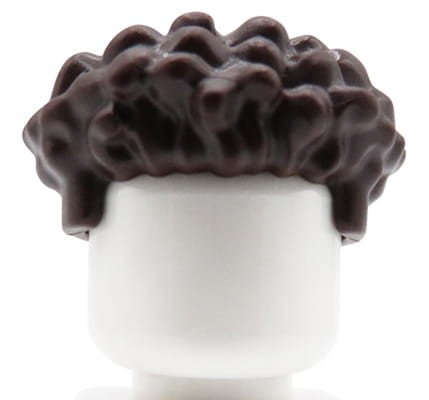 LEGO minifig hair - male, dark brown, curly