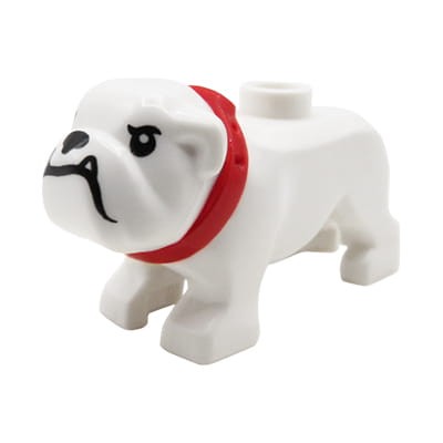 Zum Produkt LEGO Hund / Bulldogge - weiß mit rotem Halsband