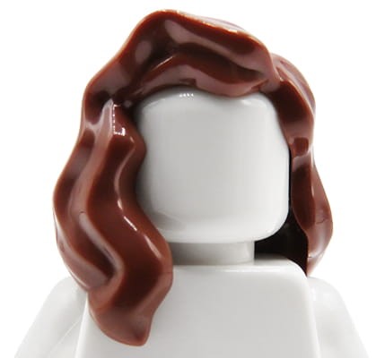 Accéder au produit Cheveux de figurine LEGO - femme, brun rougeâtre, longs et ondulés
