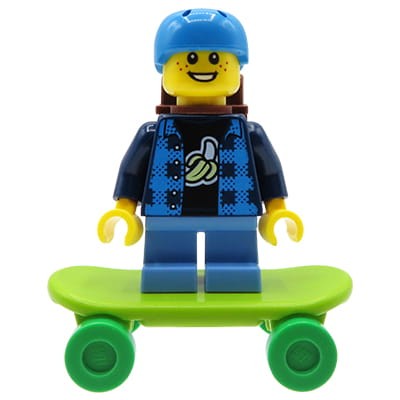 Go to product LEGO City Minifigure - Skateboarder Boy with skateboard
