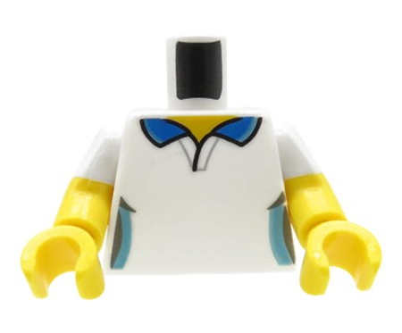 LEGO minifig torso - white t-shirt with blue collar