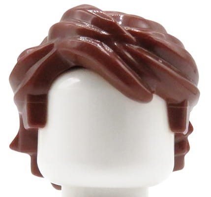 LEGO minifig hair - man, reddish brown, tousled