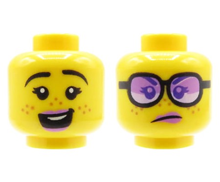 LEGO minifigure head - female, freckles, smile / sunglasses
