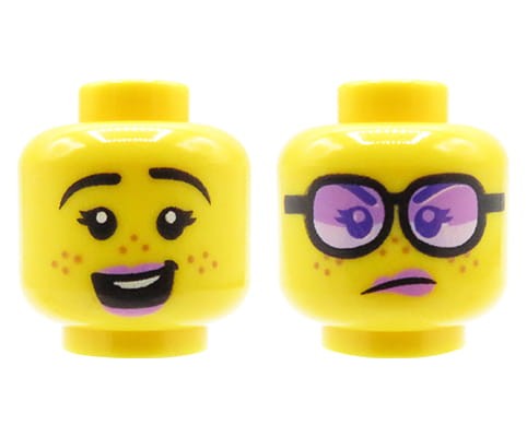 Go to product LEGO minifigure head - woman, freckles, smile / glasses