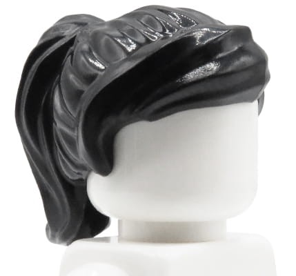Accéder au produit Cheveux de figurine LEGO - femme, noirs, queue de cheval