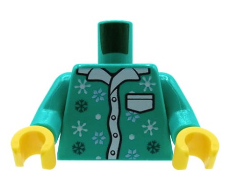 LEGO minifigure torso - turquoise shirt with stars / pajamas