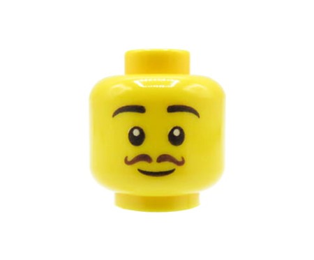 LEGO minifig head - man, smile, curly moustache