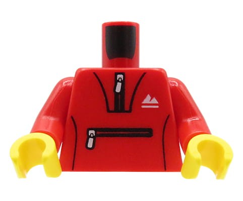 Accéder au produit Torse de figurine LEGO - sweat-shirt / survêtement rouge avec fermetures éclair
