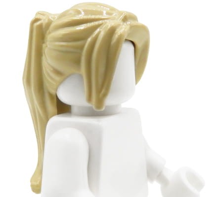 LEGO minifig hair - woman, blonde / tan, ponytail