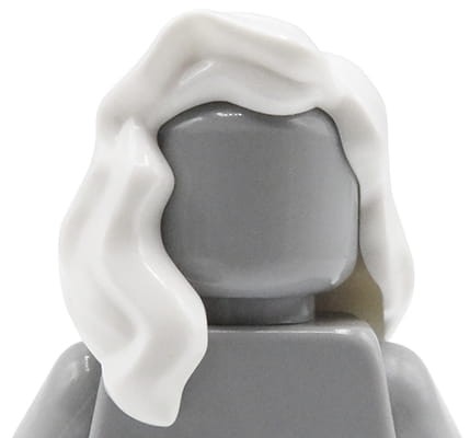 Accéder au produit Cheveux de figurine LEGO - femme, blancs, longs et ondulés