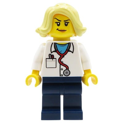 LEGO City Minifigure - Female doctor, white coat with stethoscope