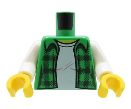 LEGO minifigure torso - green plaid shirt