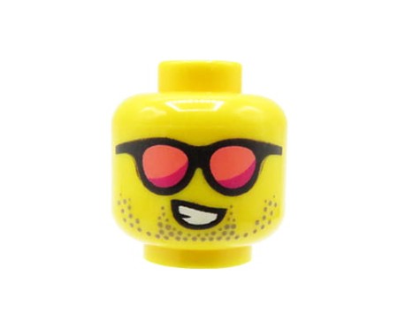 LEGO minifig head - man, beard stubble, sunglasses