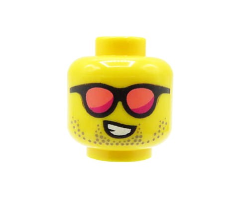 Accéder au produit Tête de figurine LEGO - homme, barbe de trois jours, lunettes de soleil