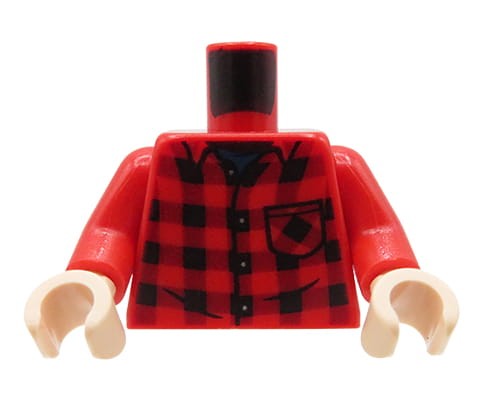 Accéder au produit Torse de figurine LEGO - chemise en flanelle à carreaux rouges