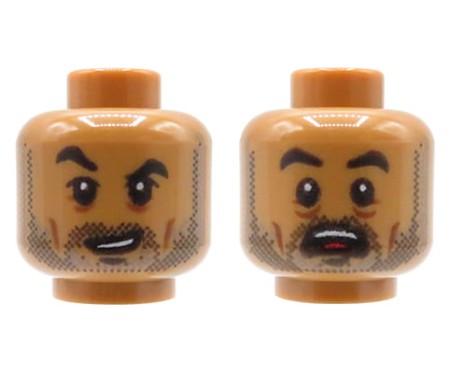 LEGO minifigure head - man, nougat, stubble beard