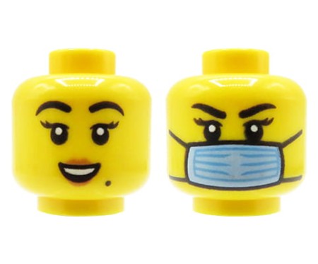 LEGO minifigure head - woman, smile / medical face mask