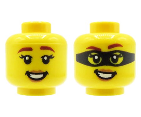 LEGO figure head - woman, smile / black mask